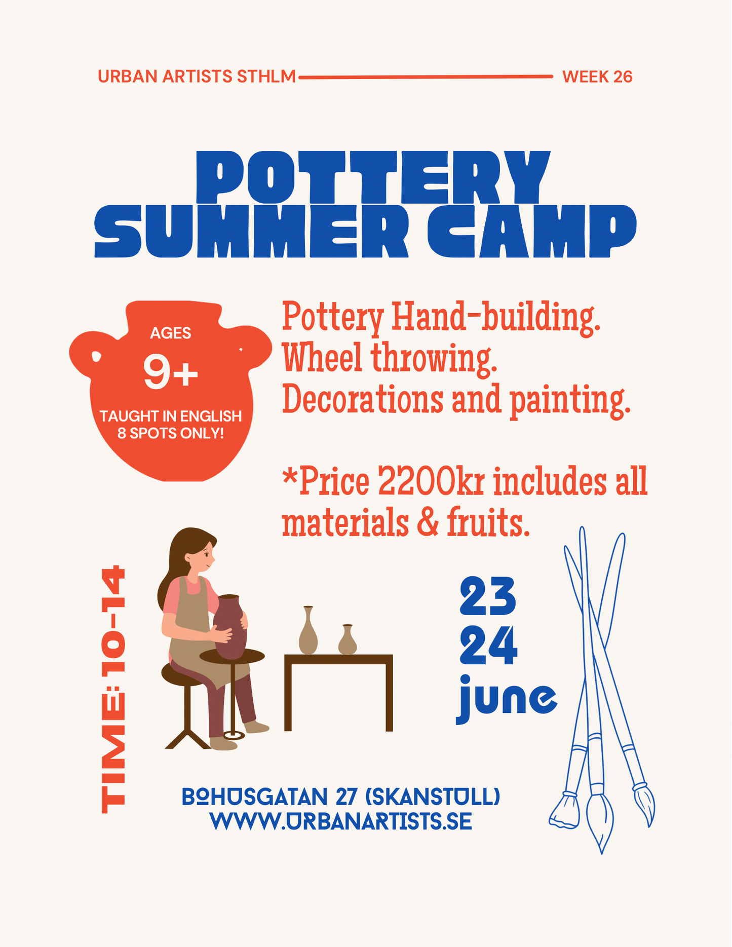 23-24/June Pottery Summer Camp age 9+