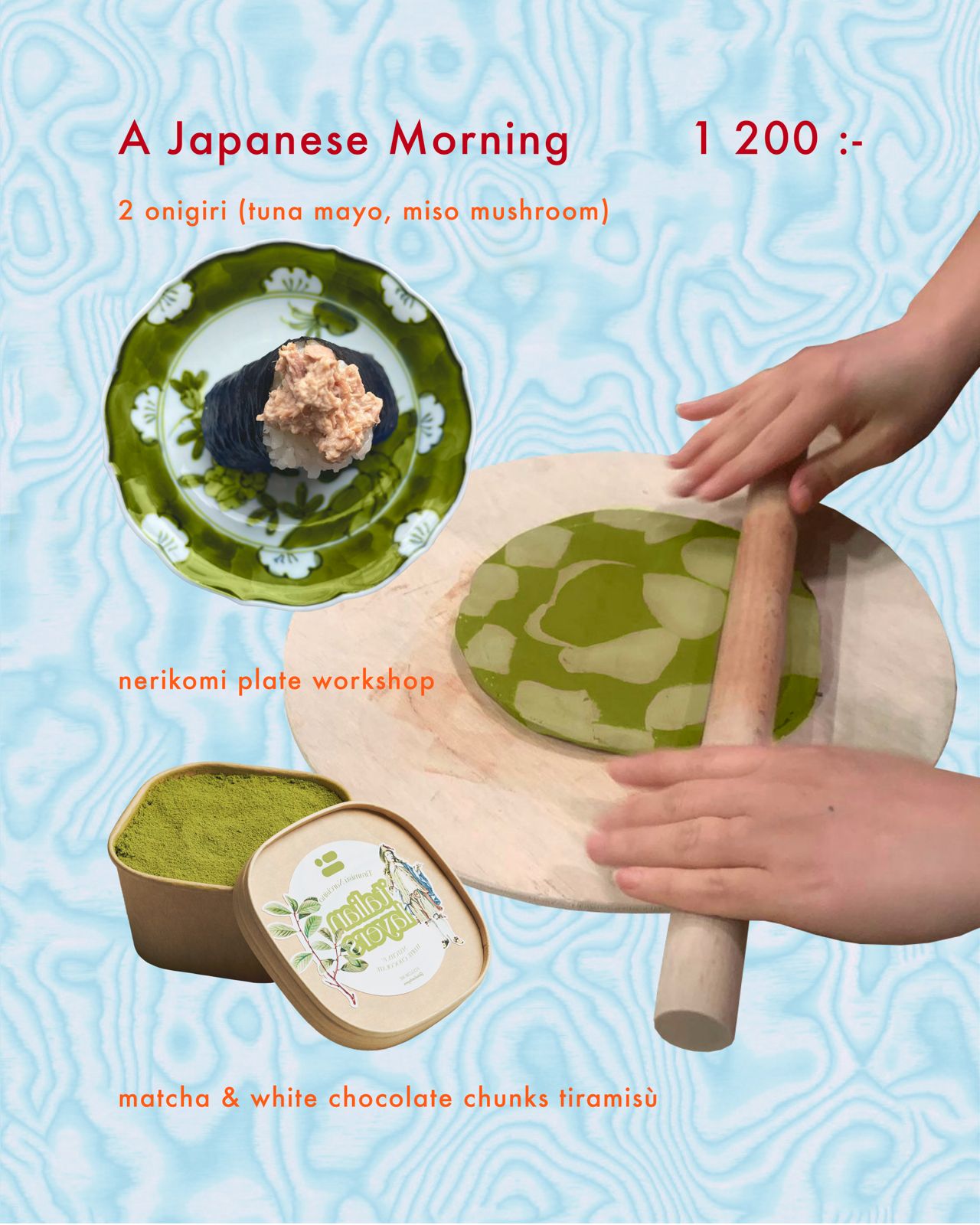 A Japanese Morning — Nerikomi Clay Canvas Workshop with Onigiri and Matcha Tiramisu (Sat)
